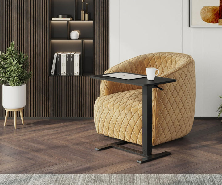 ESMART EACM-121BB 71 x 40 cm Schwarz - Mobiler stufenlos pneumatisch höhenverstellbarer Beistelltisc