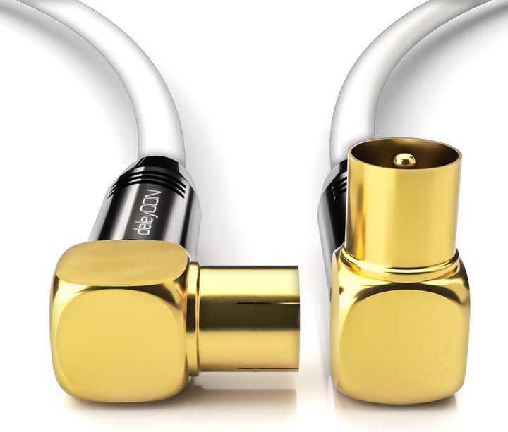 deleyCON 7,5m TV Antennenkabel HDTV Full HD - 2x gewinkelt - Koaxialkabel - TV-Stecker (90° Grad) zu