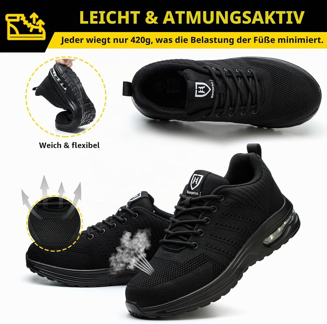 Baofular Arbeitsschuhe Herren Sicherheitsschuhe Damen Leicht Sportlich Stahlkappenschuhe rutschfest