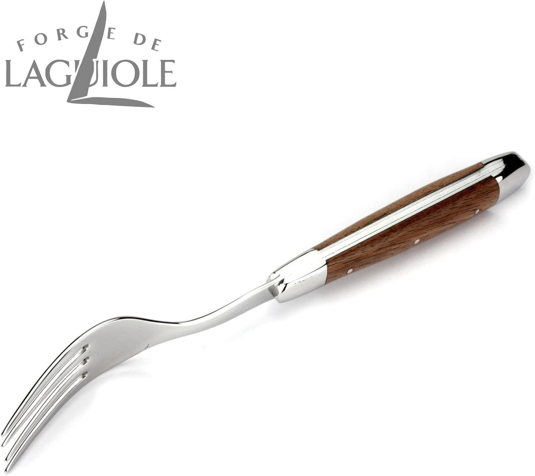 Forge de Laguiole - Set ein Steakmesser und eine Gabel - Griff Nussbaumholz - Besteck Frankreich - S