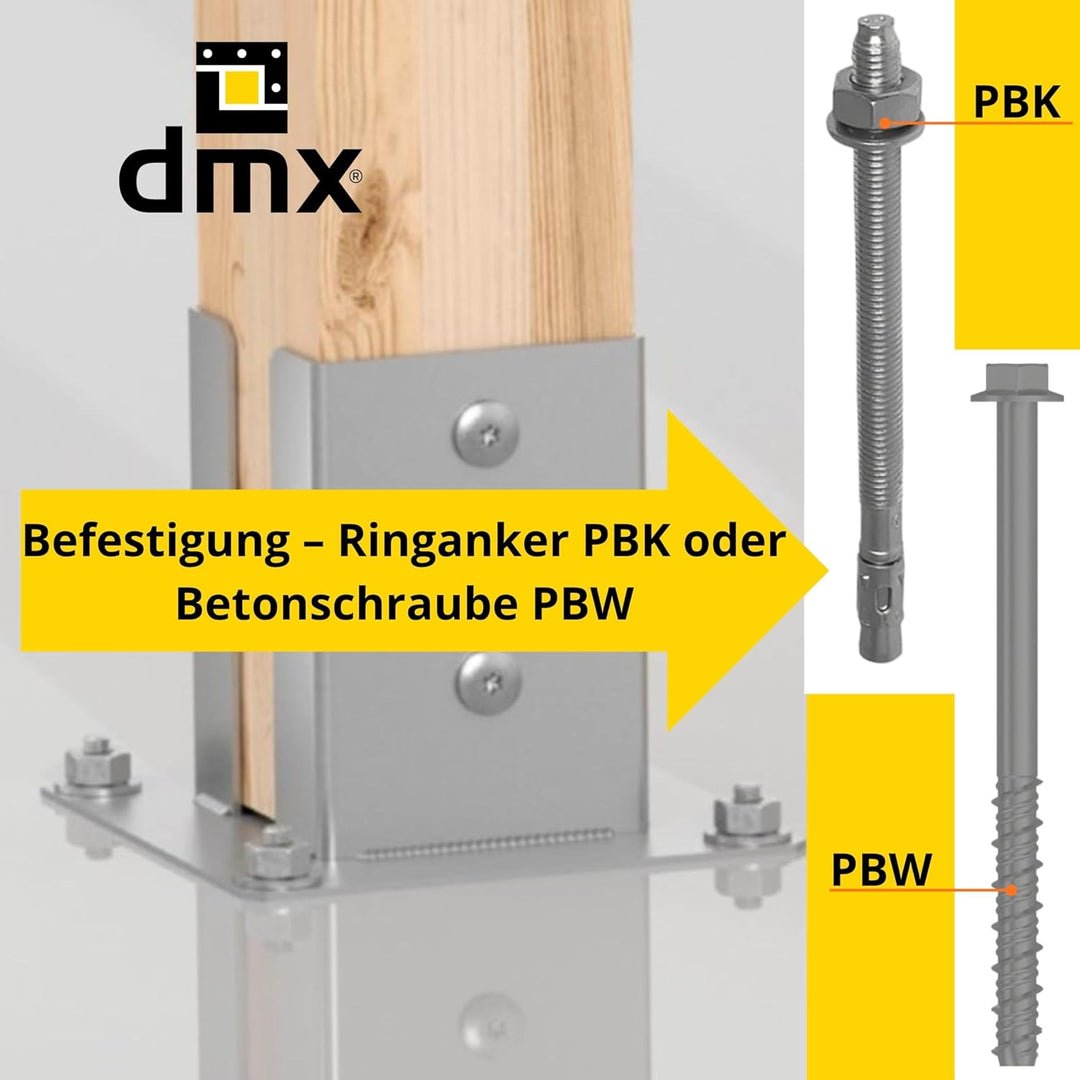 Pfostenträger Aufschrauben - Aufschraubhülse 200x200 - Bodenhülsen für Holzpfosten - Bodenhülse mit