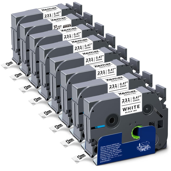 8x XemaX Kompatibel Schriftband Ersatz für Brother P-touch Bänder 12mm TZe-231 Brother 0,47&