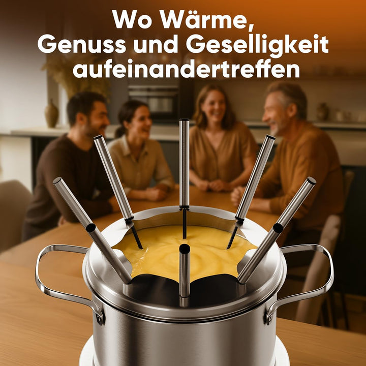 ProfiCook® Fondue elektrisch | für Öl-Fondue, Schokofondue und Käsefondue | inkl. 8 Fonduegabeln | 1