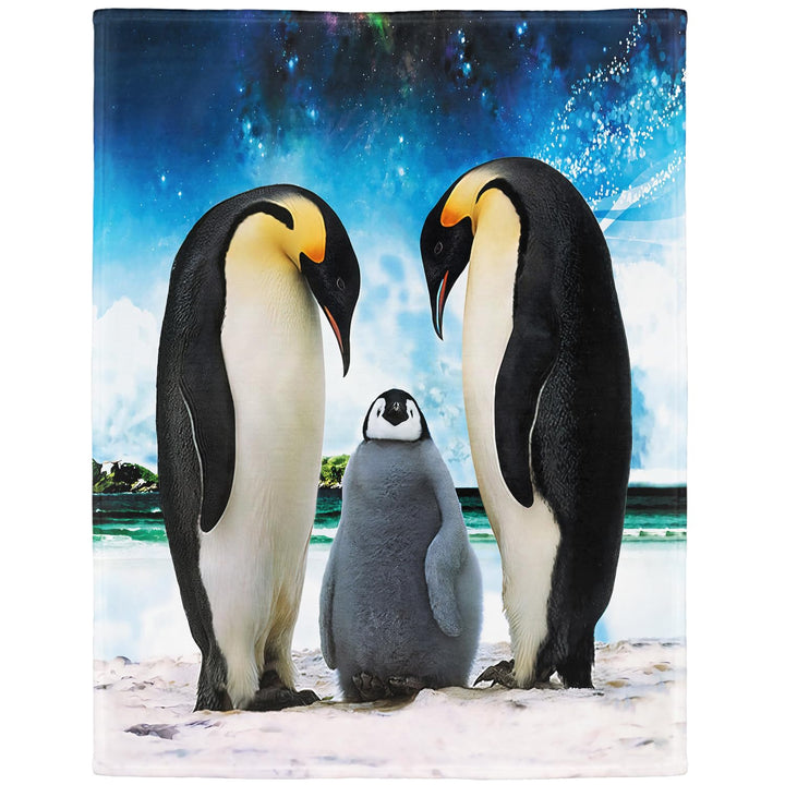 YISUMEI Kuscheldecke Blauer Himmel Pinguin Decke Flauschige Weich Fleecedecke für Sofa Bett 135x200c