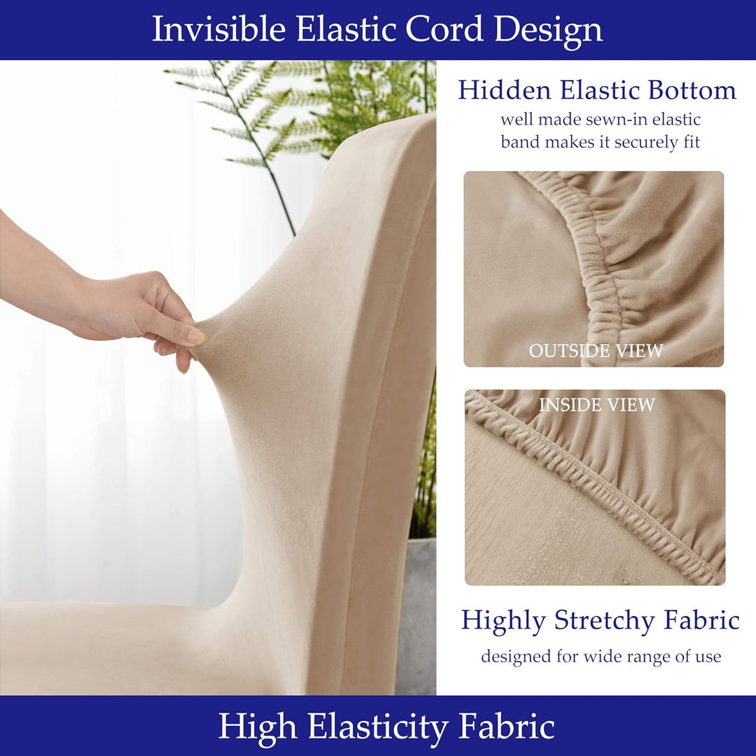 Morwealth 4er 6er Set Stuhlhussen, Stuhlbezug für Esszimmer Waschbar Samt Stretch Stuhl hussen Unive