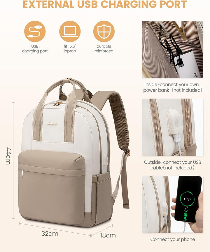 LOVEVOOK Rucksack Damen, 15,6 Zoll Laptop Schulrucksack Mädchen mit Laptopfach, Wasserdicht Tagesruc