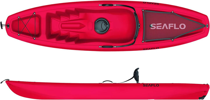 Seaflo Sit on Top Kajak mit Paddel und Angelrutenhalter -rot-