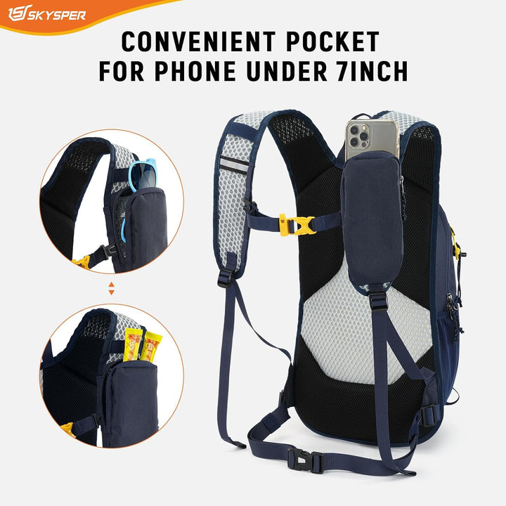 SKYSPER Wanderrucksack 15L Leichter Rucksack Wandern kleiner Trekkingsrucksack Atmungsaktiver Tagesr