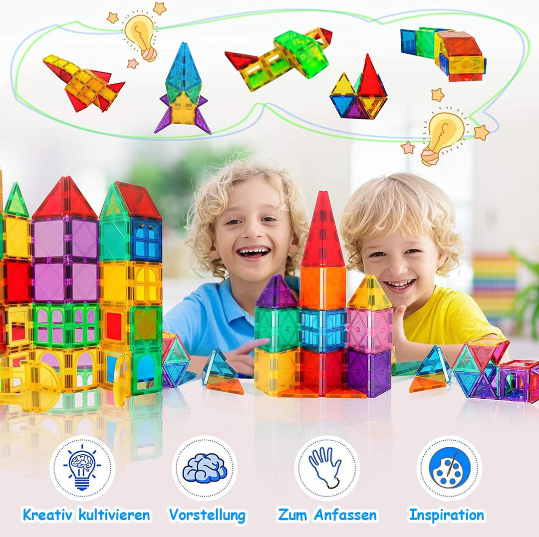 Magnetische Bausteine 64 Teile Magnetspielzeug Magnete Bauklötze Baukasten Kinder Magnetbausteine Pe