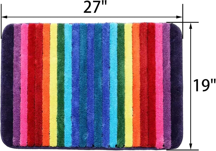 NIENLCIP Regenbogen-Badematte, Bunte Badezimmerteppiche, superweich und saugfähig, Mikrofaser-Plüsch