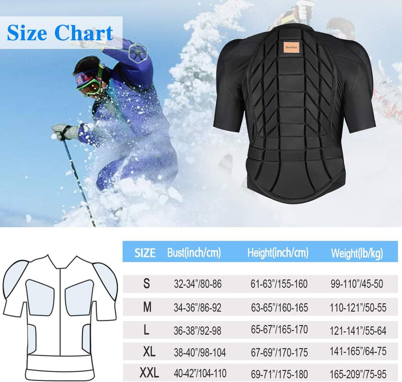 BenKen Skiing Body Short Protector Schutzausrüstung Pad mit Futter Motor Brust Schulter Rückenschutz