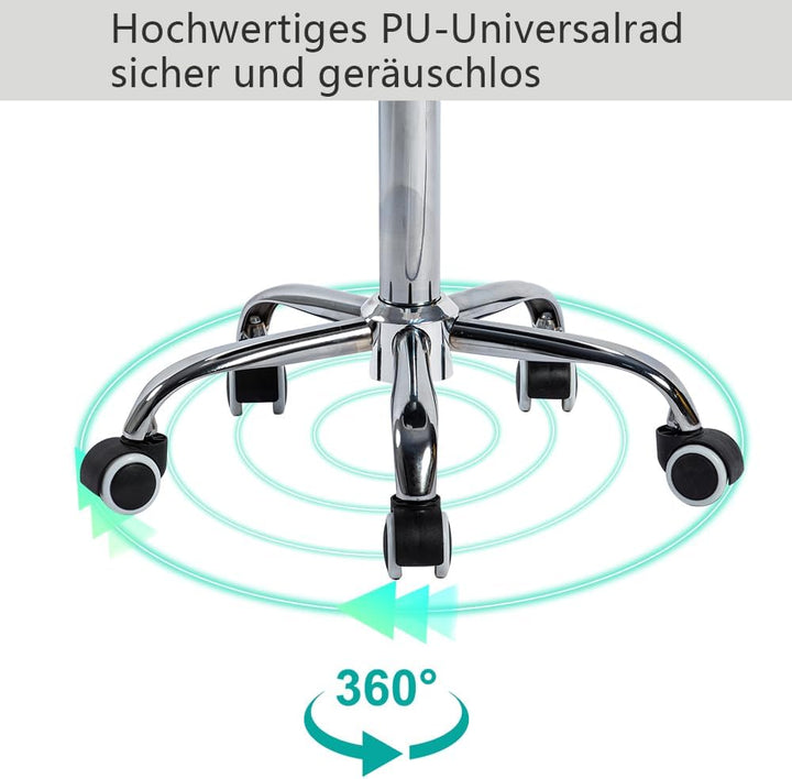 Mingone Bürohocker mit Rollen Arbeitshocker Weiss Rollhocker Höhenverstellbar Sitzhocker 360° Drehba