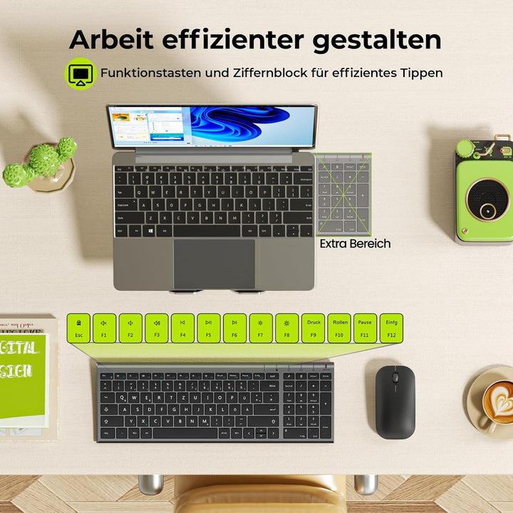 seenda Tastatur Maus Set Kabellos, Wiederaufladbare Aluminium Tastatur mit kompaktes Design, Ultradü