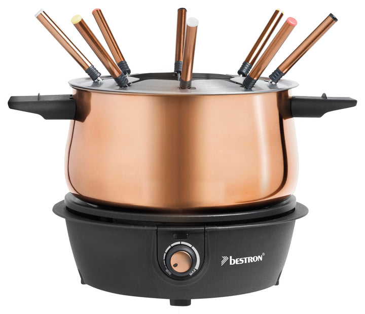Bestron elektrische Fondue Set für bis zu 8 Personen, mit 8x Fonduegabeln &amp; stufenlosen Thermostat,