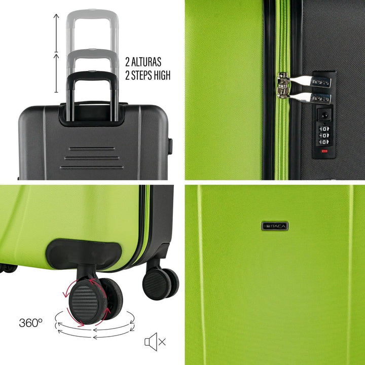 ITACA Tiber Reisekoffer, Robustes und leichtes ABS-Material, Hartschale, 50x75x30 cm, Pistazie-Anthr