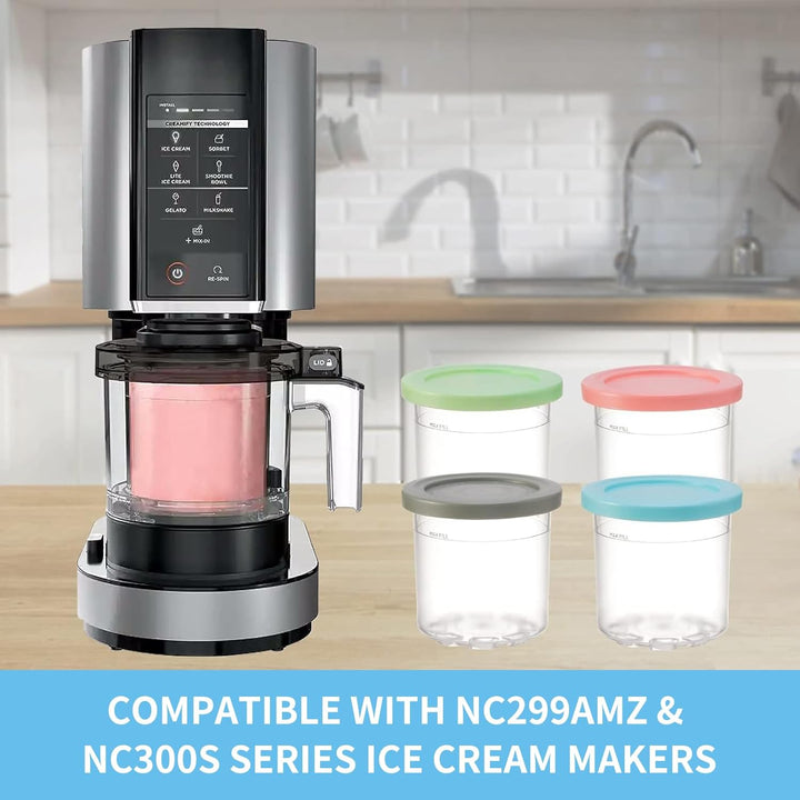 Eisbehälter für Speiseeis,4er-Set Ice Cream Pints Beche,mit Deckel,Creami Behälter für die Ninja Cre