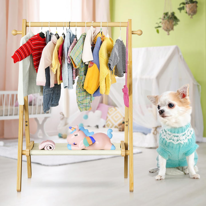 BAMBOOHOMIE Baby-Kleiderständer für Babyshower, Haustiere und Puppen, Baby-Kleiderständer mit Ablage