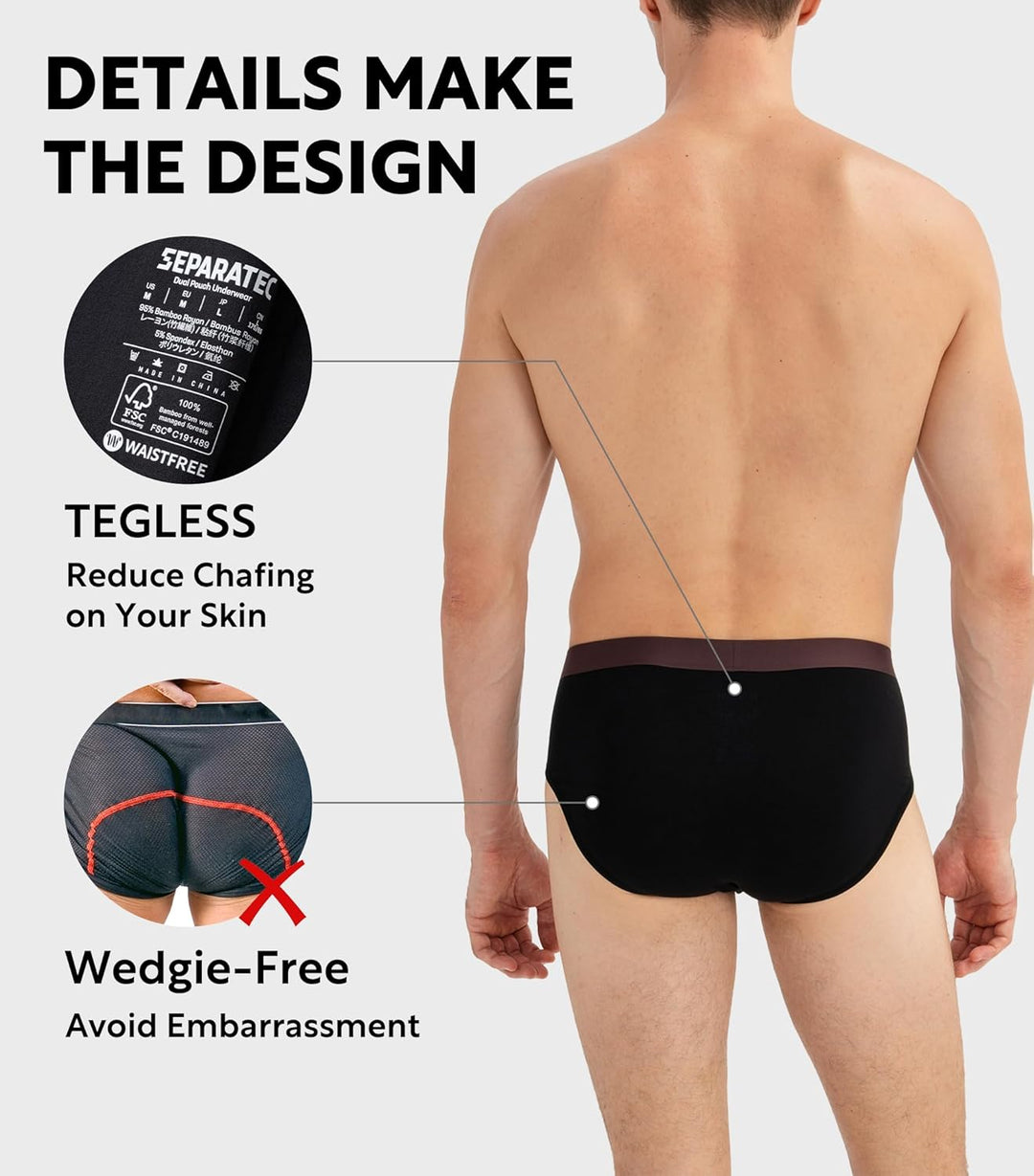 Separatec Herren Boxershorts 4er Pack Doppelbeutel Dual Pouch, Bambus Unterhosen Männer, Stretcken H