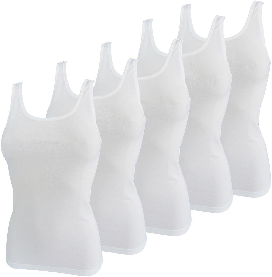 HERMKO 1310 5er Pack Damen Unterhemd aus 100% Bio-Baumwolle bis Grösse 68/70 XS Weiss, XS Weiss