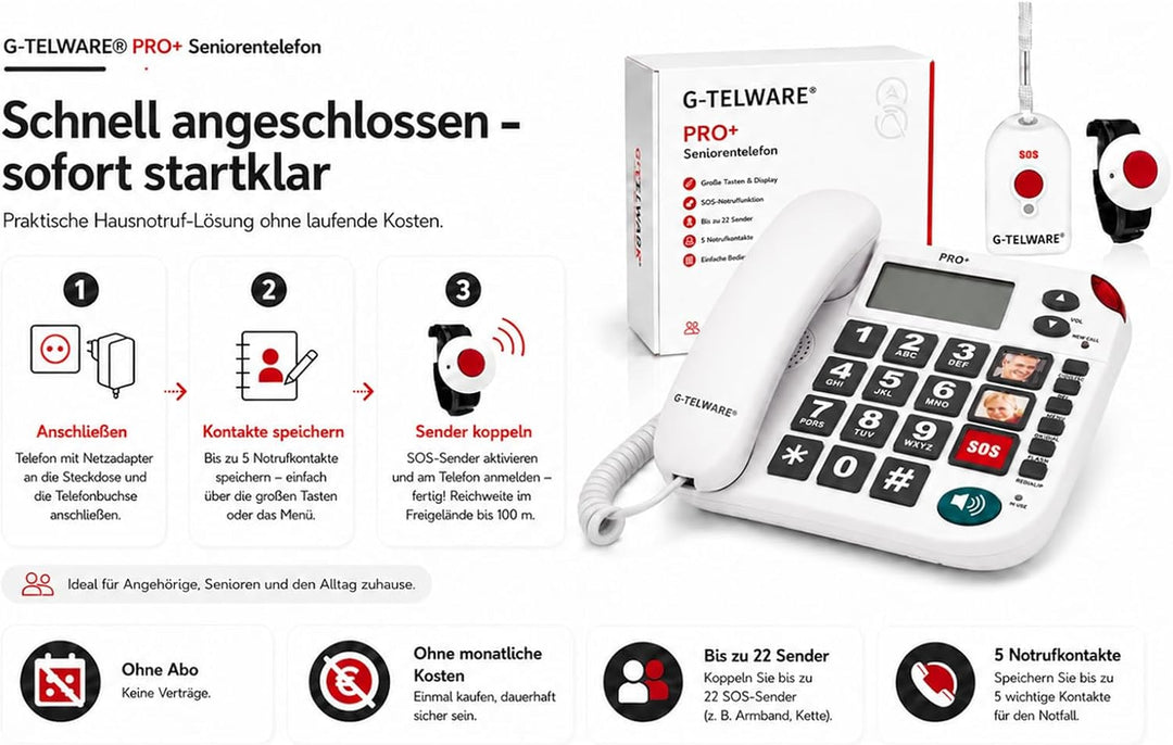 PRO (Weltneuheit) Silence SOS Technik/SOSParam.einstellb./2023-2024er Modell Haus Notruf Seniorentel