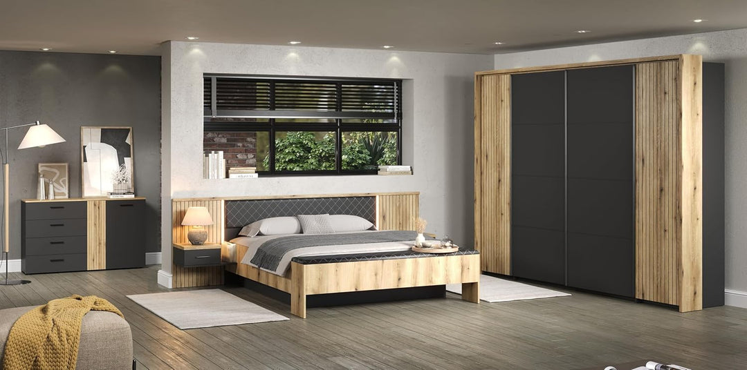 trendteam smart living - Esteban - Einlegeböden - Anthrazit - 3 Böden mit Winkelbodenträger - (BxHxT