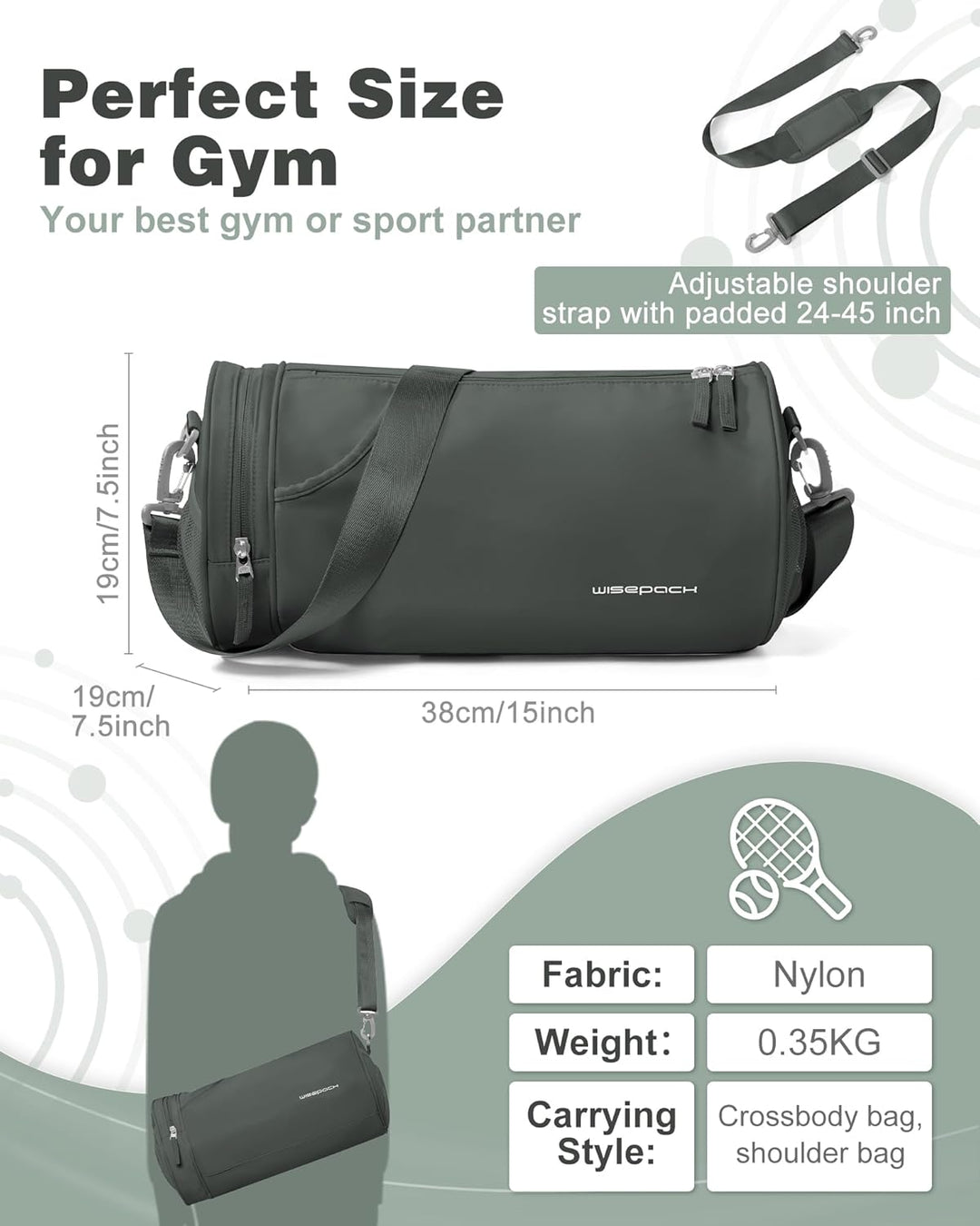 SZSYCN Sporttasche Damen Klein, Sport Duffel Bag mit nassfach & schuhfach, Leichte wasserdichte Trai