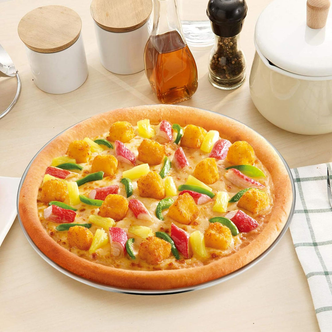 TEAMFAR Pizzablech 4er-Set, Edelstahl Rund Pizzaform Pizza Backblech zum Backen im Ofen, ∅ 26 cm, Ge