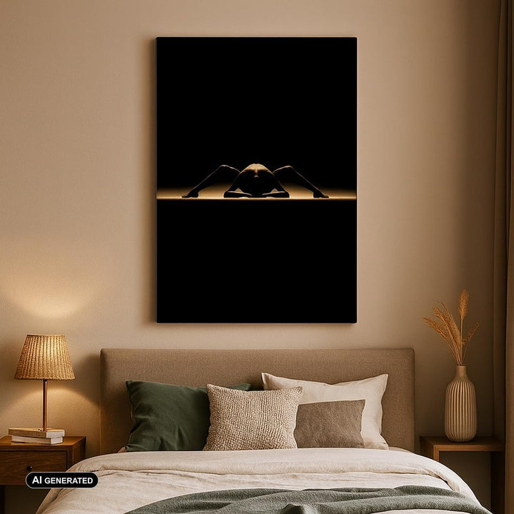 Bilder auf Leinwand 55x100cm Leinwandbild mit Rahmen Nackter Körper Modell künstlerische Pose Gross