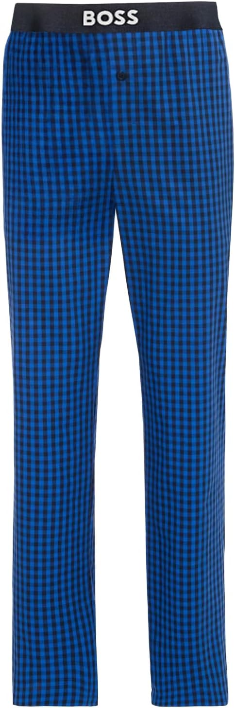 BOSS Herren Easy Long Set Pyjama aus Baumwolle mit Logo-Print L Bright Blue434, L Bright Blue434