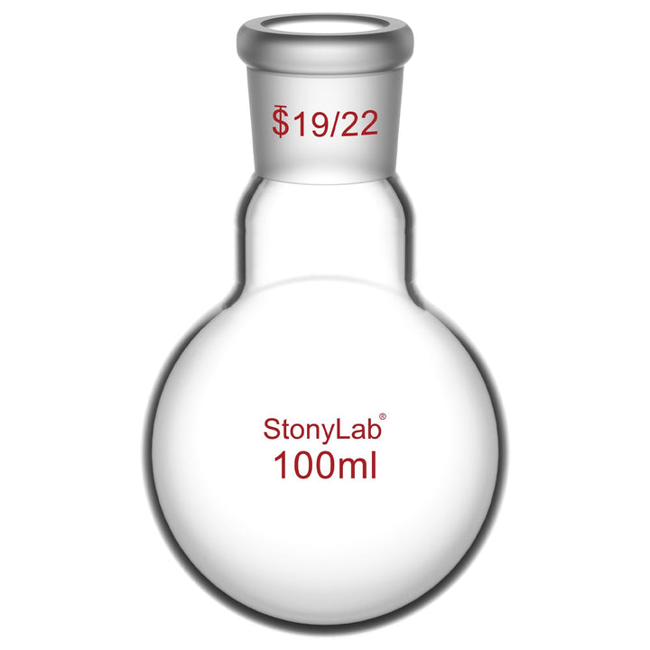 StonyLab 100ml Borosilikat Glas Einhalsrundkolben, Glas Einhals Rundkolben RBF mit 19/22 Standard Ta