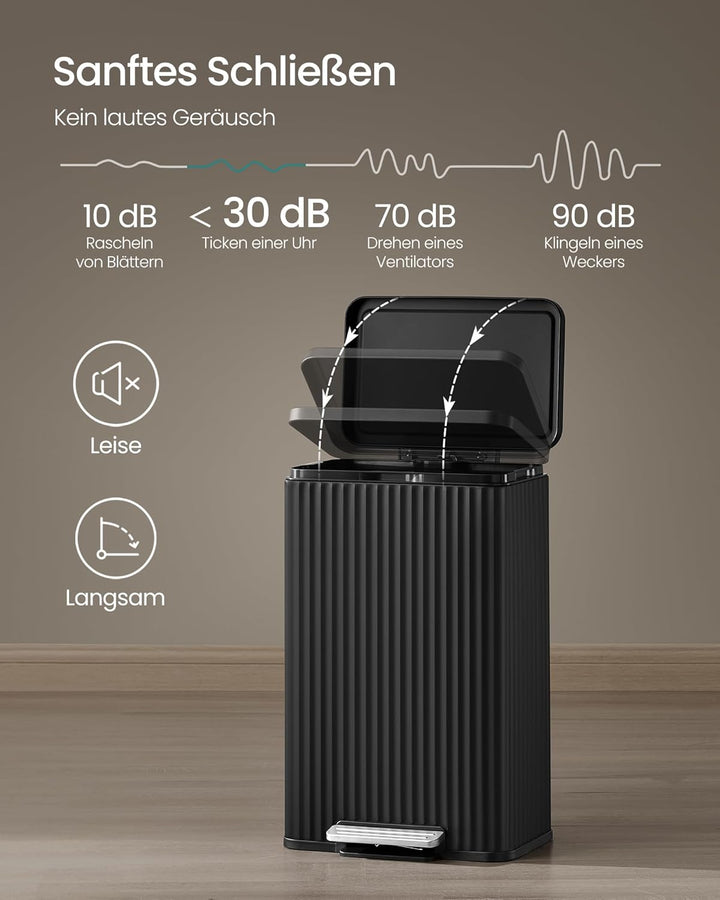 SONGMICS Mülleimer Küche, 50 Liter, Abfalleimer mit Pedal, Tretmülleimer mit Deckel, Softclose, Inne