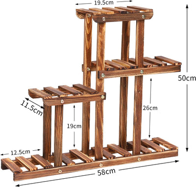 unho Mini Blumenregal aus Holz, Pflanzenregal 4 Ebenen, Blumenständer Blumentreppe für kleine Blumen