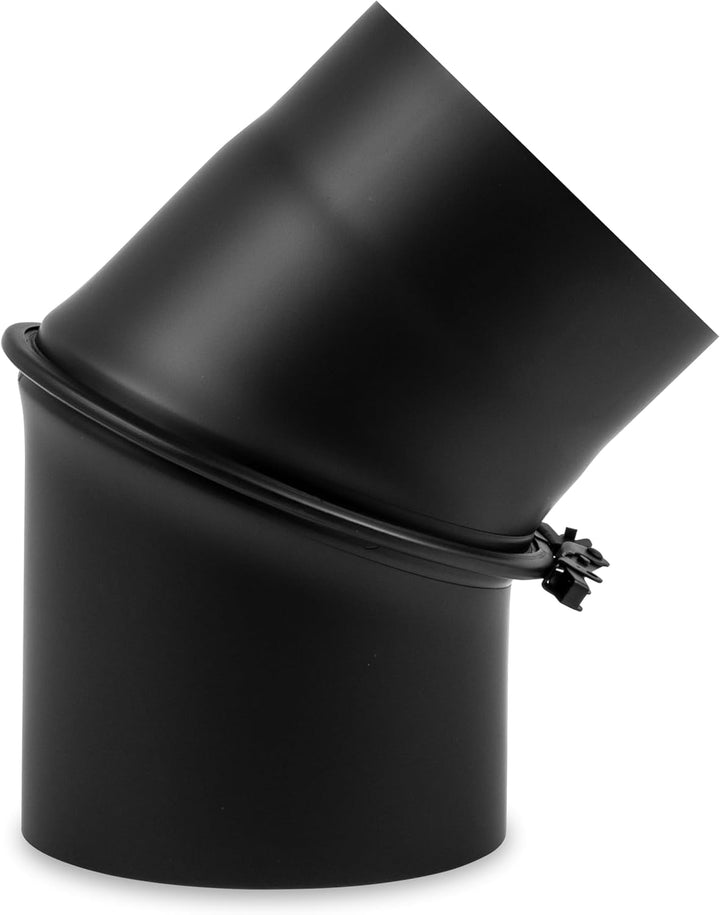 Ø 150 mm - Ofenrohr Bogen drehbar 0-45° Schwarz 150 mm Schwarz, 150 mm Schwarz