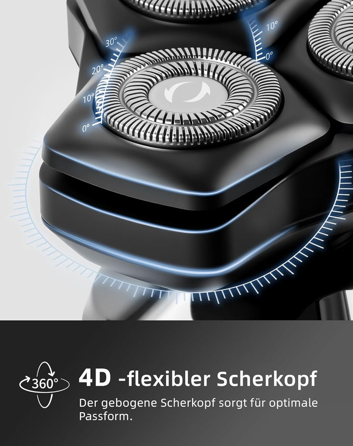 UTK Rasierer Herren Elektrisch, 2025 Neuer Kabelloser 3-in-1-Rasierer Herren, IPX7 Wasserdichter Ele