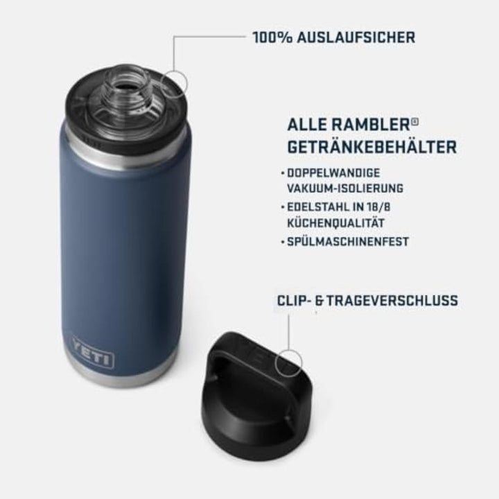 YETI Rambler Trinkflasche 26 oz (769 ml) Weiss – Edelstahl Trinkflasche, Wasserflasche Sport mit Chu