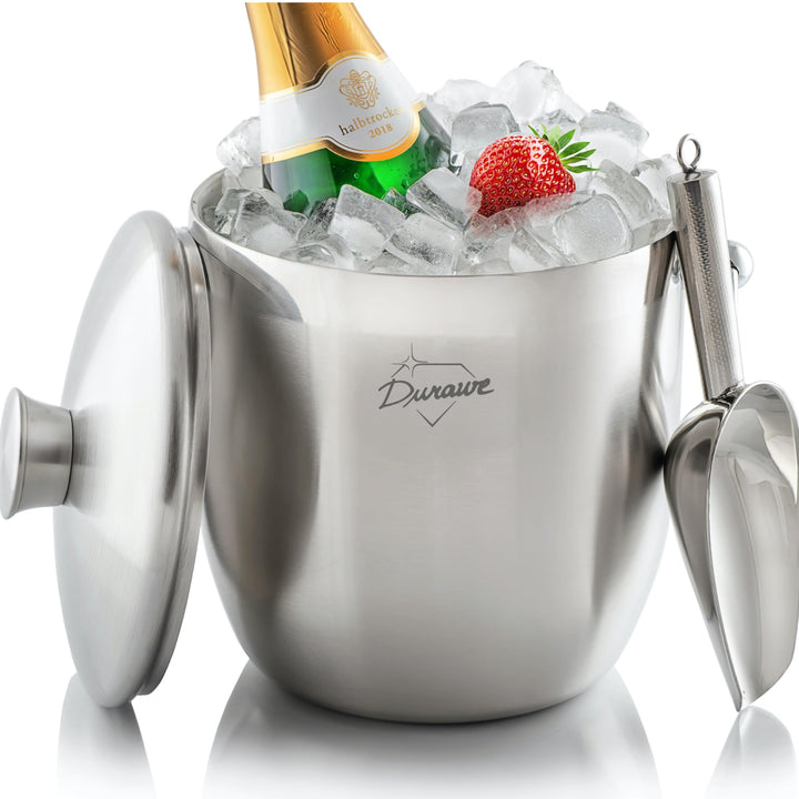 3L Exklusiver Isolierter Eiseimer, Premium doppelwandiger Eiswürfelbehälter mit Deckel, 3 Liter Eisk