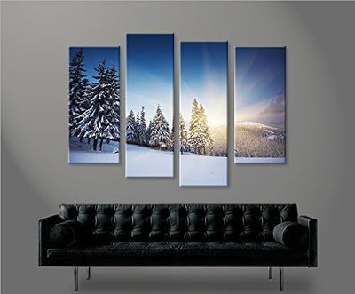 islandburner Bild Bilder auf Leinwand Winterlandschaft Alpen Berge Schnee 4er XXL Poster Leinwandbil