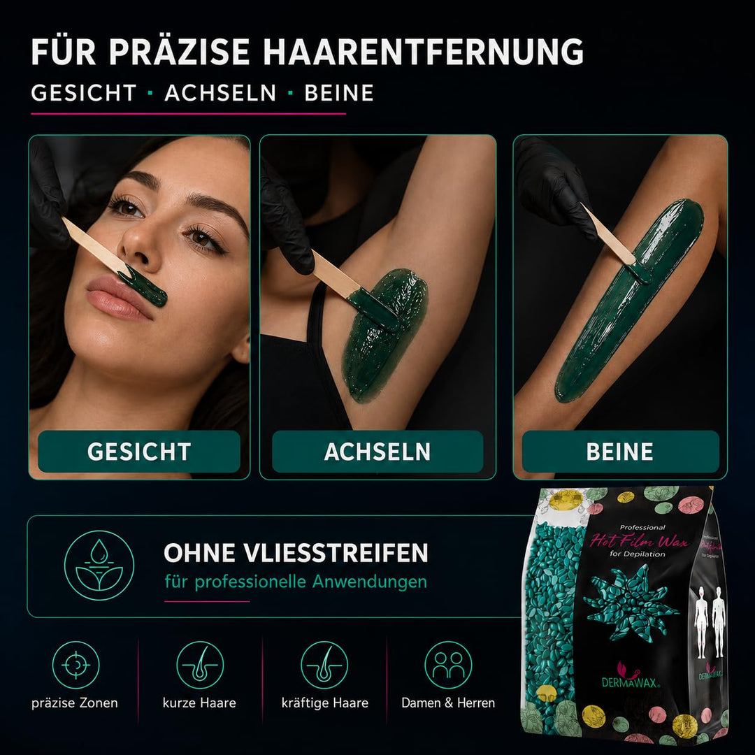 Dermawax Azulen Film Wachs mit Kokosnussöl Heisswachs Hartwachs Waxing Perlen Wachsperlen zur profes