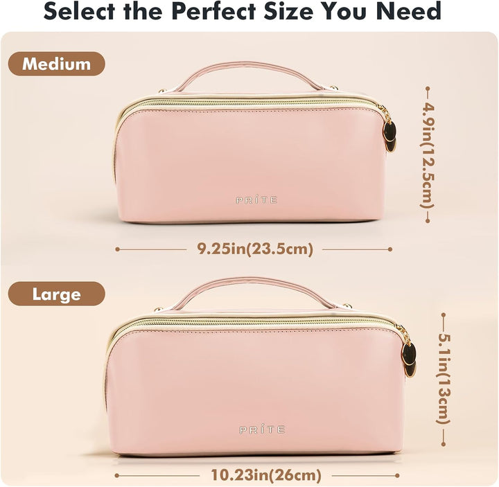 Prite Grosse Kapazität Kosmetiktasche Tragbare Reise Make Up Tasche wasserdichte PU-Leder Schminktas