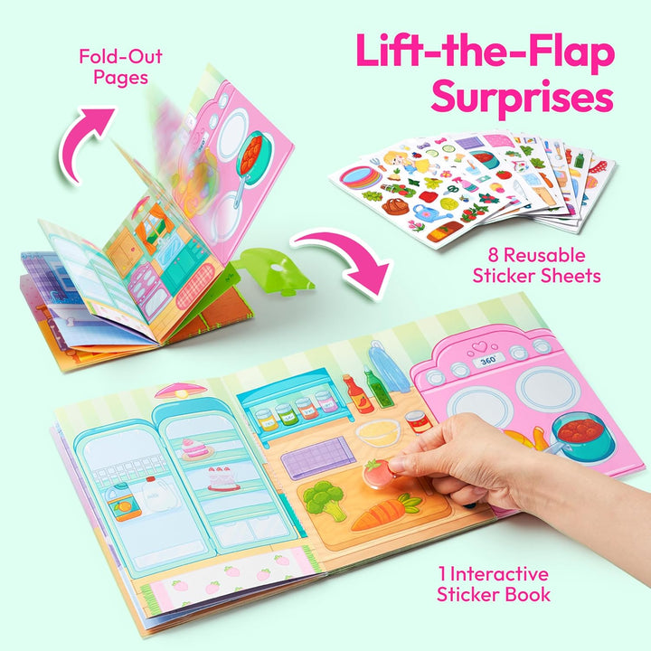 Klever Kits Wiederverwendbares Stickerbuch 3D-Stickerbücher für Kinder, tragbar, wasserdicht, geeign