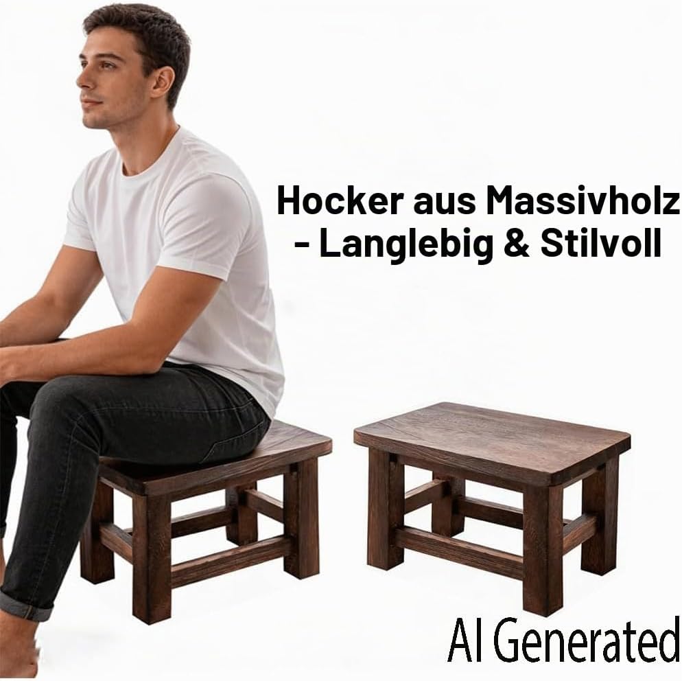 ZIJIREN Holzfusshocker, Couchtischhocker, Schuhtragehocker, Pflanztisch, Schuhwechselhocker, Massivh