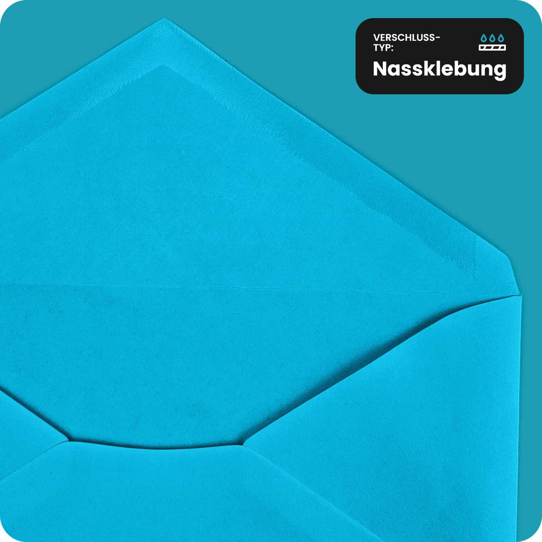 Netuno 100 Briefumschläge Blau DIN lang 110x220 mm 80g Rainbow bunte Umschläge lang ohne Fenster für
