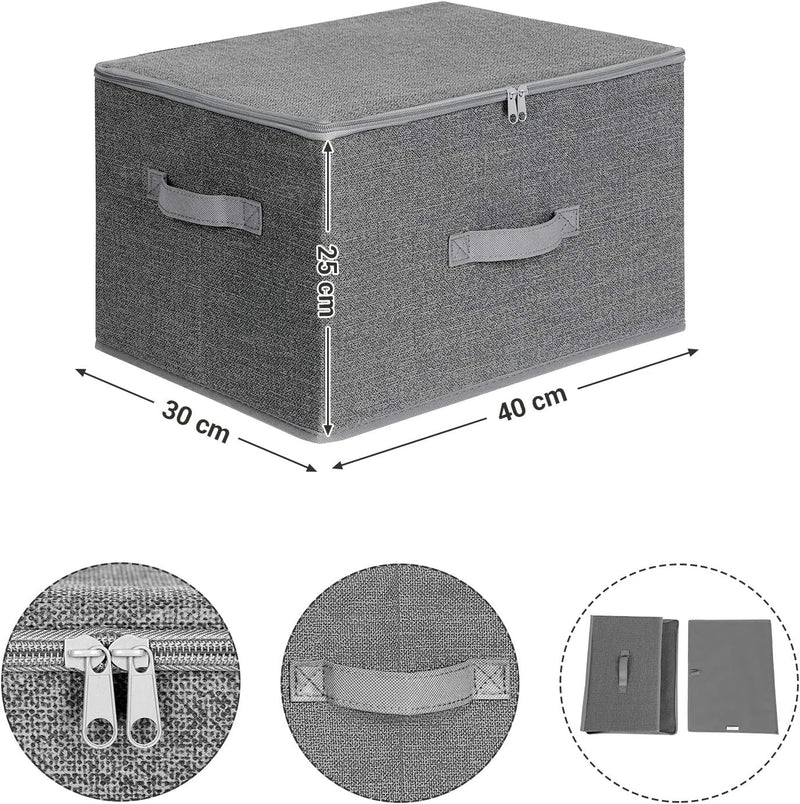 SONGMICS Aufbewahrungsbox mit Deckel, 3er Set, faltbare Stoffbox mit Griffen, Aufbewahrung für Kleid