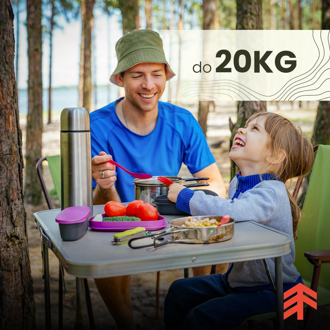 MalTec Campingtisch Klapptisch im Koffer 80x60X70cm Aluminium Weiss Gartentisch MDF leicht robust st
