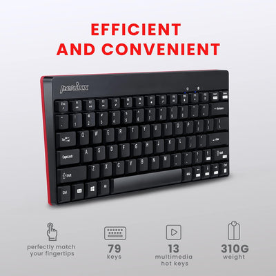 Perixx PERIDUO-712B Wireless Mini Keyboard and Mouse Set, Black, US English Layout Black schwarz, Bl