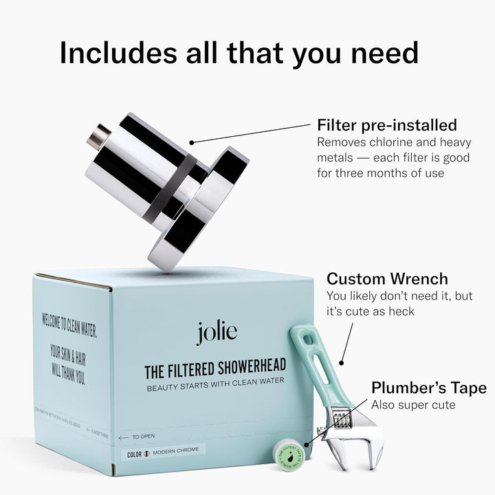 The Julie Duschkopf mit Duschwasserfiltersystem, Hochdruck-Duschkopf, Haar- und Hautpflegezubehör zu