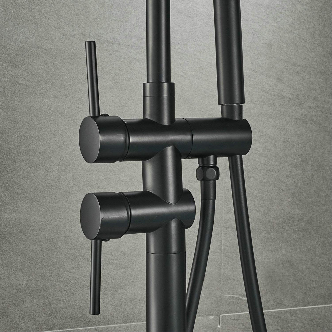 SHUNLI Badewannenarmatur Wannenbatterie Badewannenhahn mit Handbrause Badewanne Wasserhahn (Schwarz)