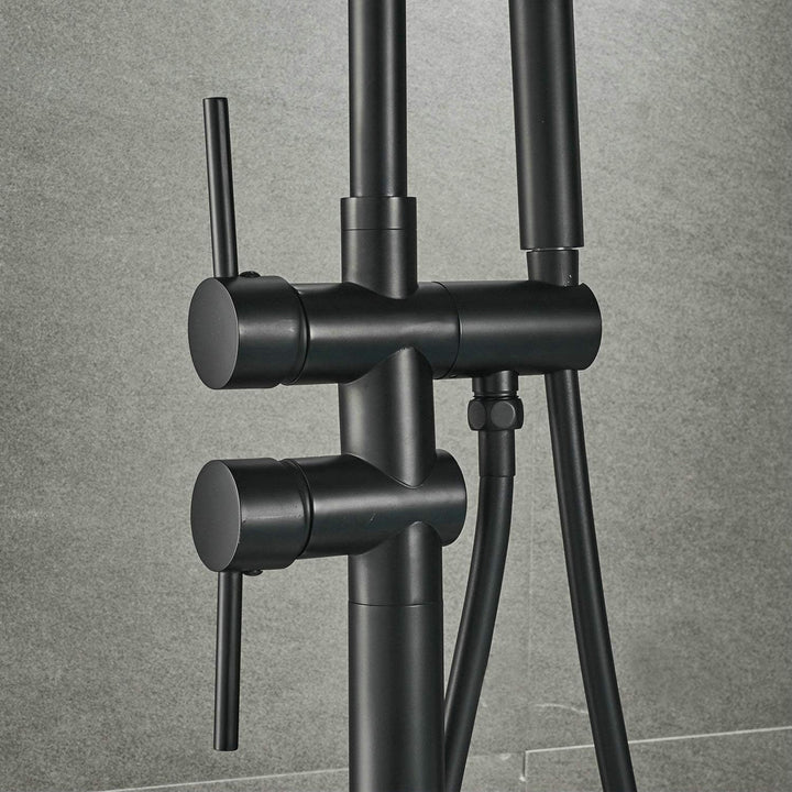 SHUNLI Badewannenarmatur Wannenbatterie Badewannenhahn mit Handbrause Badewanne Wasserhahn (Schwarz)