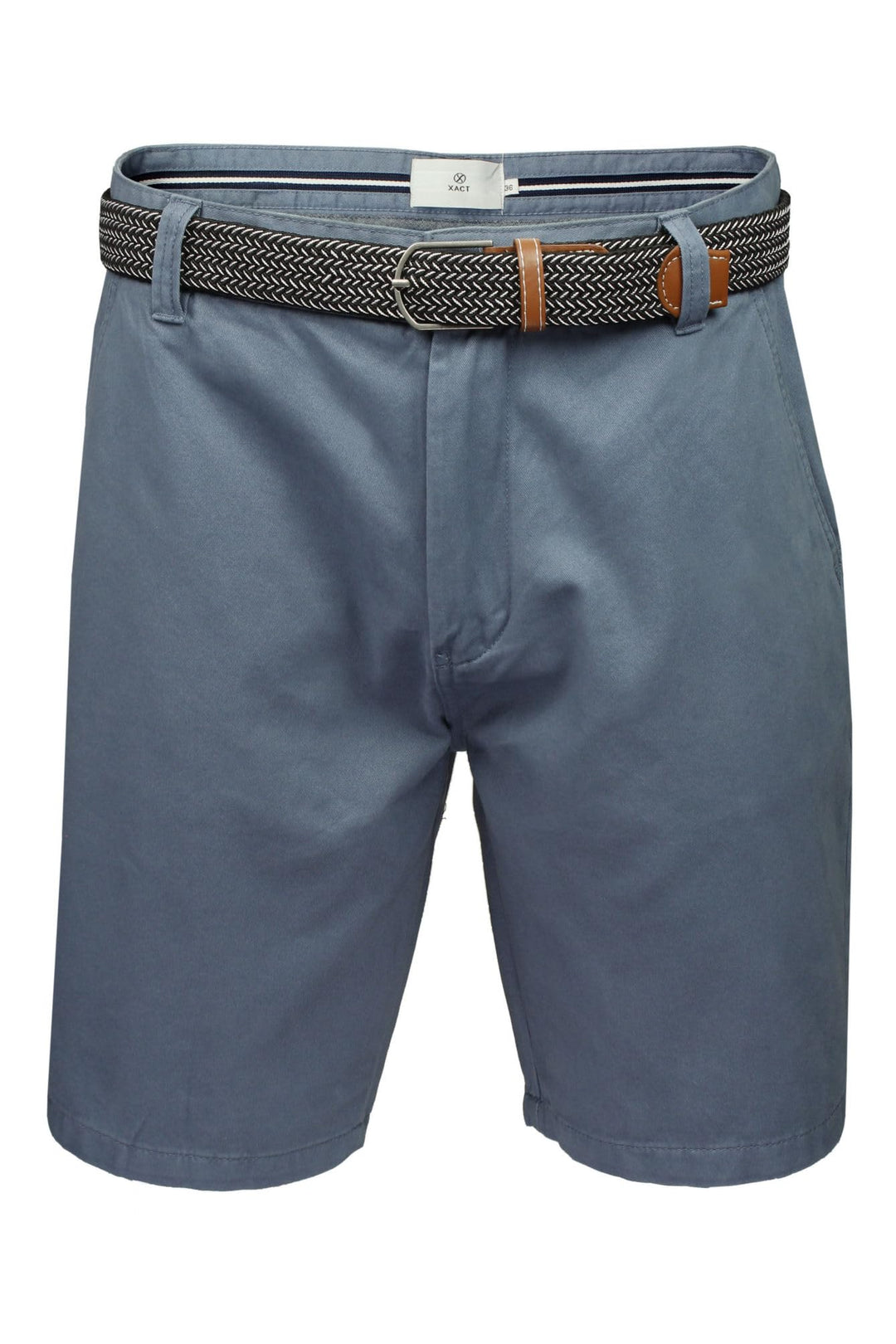 Xact Herren Premium massgeschneiderte Stretch Chino Shorts 34 Hellblau mit Gürtel, 34 Hellblau mit G