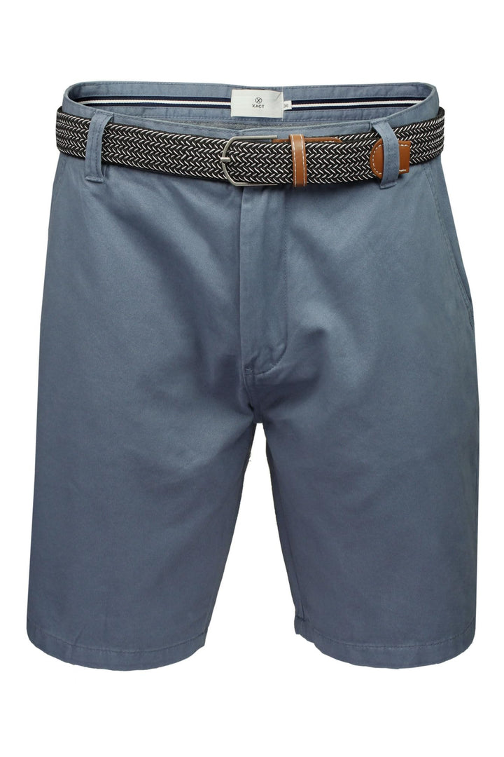 Xact Herren Premium massgeschneiderte Stretch Chino Shorts 34 Hellblau mit Gürtel, 34 Hellblau mit G